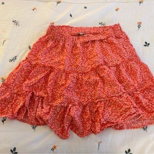 Anne Carson Red Floral Skirt